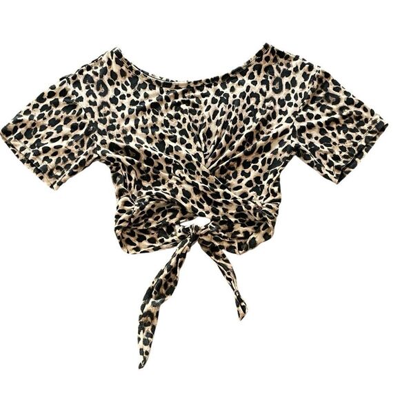 Victoria’s Secret Heavenly by Victoria Model Twist Tie Crop Tee Leopard Sz Small - Picture 4 of 12